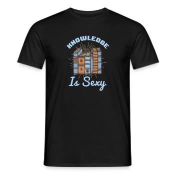 Knowledge Is Sexy Bookish Book Smart Genius Nerd - Men's T-Shirt - black - Front - AI Model Male 178 light (178cm)