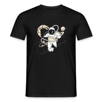 Outer Space Astronaut Planets Aircrafts Galaxy - Men's T-Shirt - black - Front - AI Model Male 178 light (178cm)