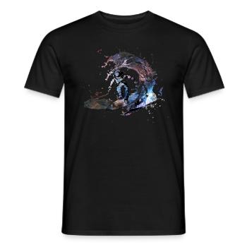 Outer Space Galaxy Nebula Astronaut Surfer Surfing - Men's T-Shirt - black - Front - AI Model Male 178 light (178cm)