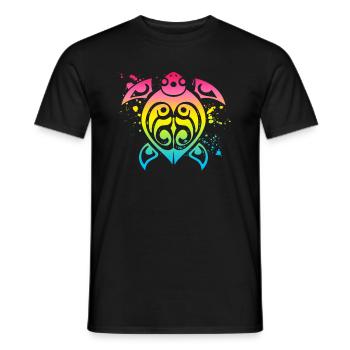 Turtle Colorful Hawaii Honolulu Tiki Summer Beach - Men's T-Shirt - black - Front - AI Model Male 178 light (178cm)