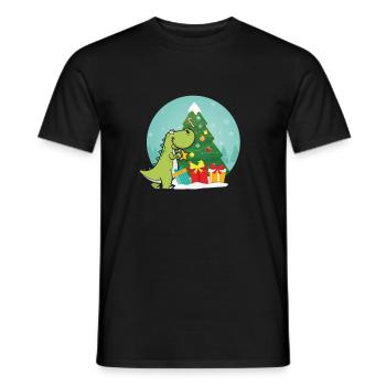 Dino Arbre de Noël Dinosaure Action de grâces - T-shirt homme - noir - Devant - AI Model Male 178 light (178cm)