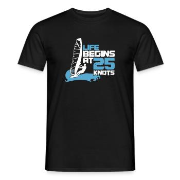 Watersports Sailboarding Windsurfers Life Begins - Men's T-Shirt - black - Front - AI Model Male 178 light (178cm)