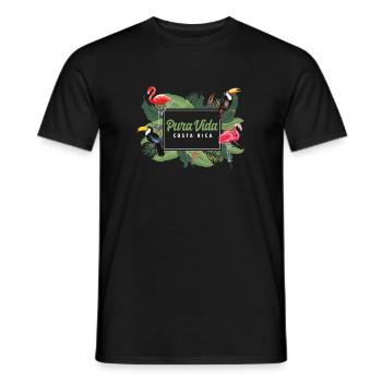 Pura Vida Animals Flamingo Wildlife Beaches Costa - Männer T-Shirt - Schwarz - Vorne - AI Model Male 178 light (178cm)