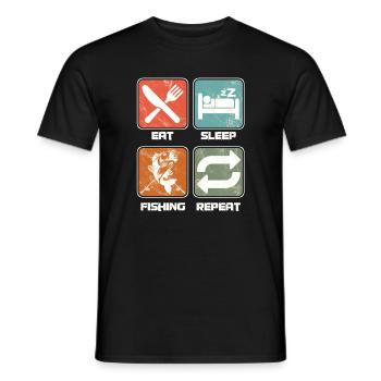 Eat Sleep Fishing Repeat Fishermen Fishers Fish - Men's T-Shirt - black - Front - AI Model Male 178 light (178cm)