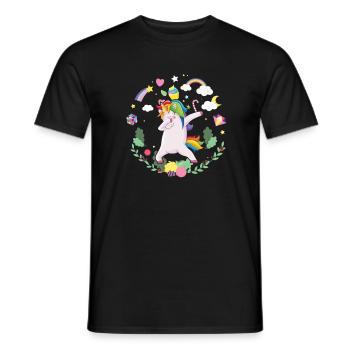Unicorn Dab Magical Creature Colorful Fiction - Men's T-Shirt - black - Front - AI Model Male 178 light (178cm)