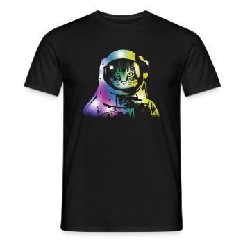 Chat Space Outerspace Galaxy Chats Chatons Propriétaires - T-shirt homme - noir - Devant - AI Model Male 178 light (178cm)