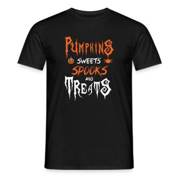 Pumpkins Sweets Spooks Trick Or Treat Halloween - Men's T-Shirt - black - Front - AI Model Male 178 light (178cm)