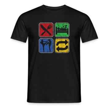Mangez Dormir Kickboxing Combattant Répétitif Kickboxeur - T-shirt homme - noir - Devant - AI Model Male 178 light (178cm)