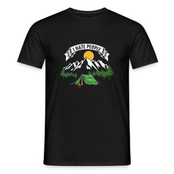 Campfire Drinking Campers Travel Traveling Nature - Men's T-Shirt - black - Front - AI Model Male 178 light (178cm)