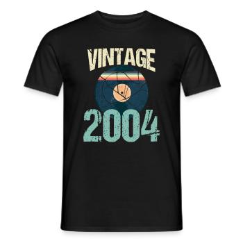 Vinyle Retro Vintage 2004 16 ème Anniversaire - T-shirt homme - noir - Devant - AI Model Male 178 light (178cm)