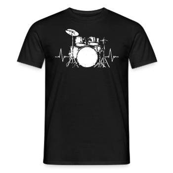 Drum Heartbeat Lifeline Music Lover Gift For Drumm - Men's T-Shirt - black - Front - AI Model Male 178 light (178cm)