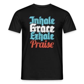 Christian Faith God Preacher Inhale Grace Exhale - Men's T-Shirt - black - Front - AI Model Male 178 light (178cm)