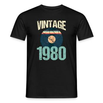 Retro Vintage 1980 40th Birthday Record Vinyl - Mænd T-shirt - sort - Foran - AI Model Male 178 light (178cm)