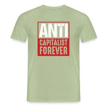 Anti politische Ideologie Profit wirtschaftlicher Handel - Männer T-Shirt - Sage - Vorne - AI Model Male 178 light (178cm)