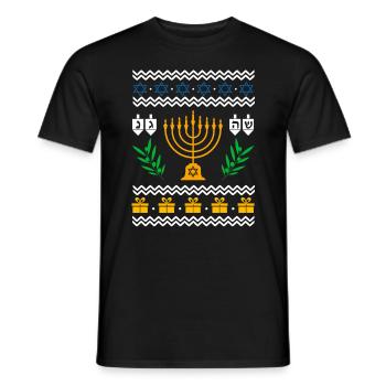 Hanukkah Ugly Shirt Hanukkah Jewish Festival Gift - Men's T-Shirt - black - Front - AI Model Male 178 light (178cm)