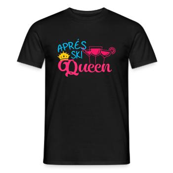 Apres Ski Queen Skiing Snow Winter Sports Gift - Men's T-Shirt - black - Front - AI Model Male 178 light (178cm)