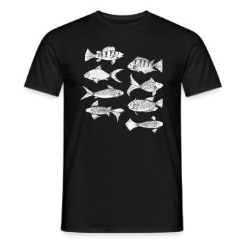 Fish Collection Vintage Fishes Gift Fishing Fish - Men's T-Shirt - black - Front - AI Model Male 178 light (178cm)