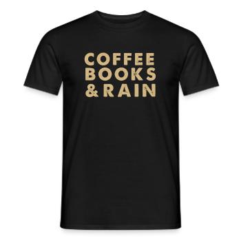 Coffee Books Rain Lover Relax Free Time Gift - Men's T-Shirt - black - Front - AI Model Male 178 light (178cm)