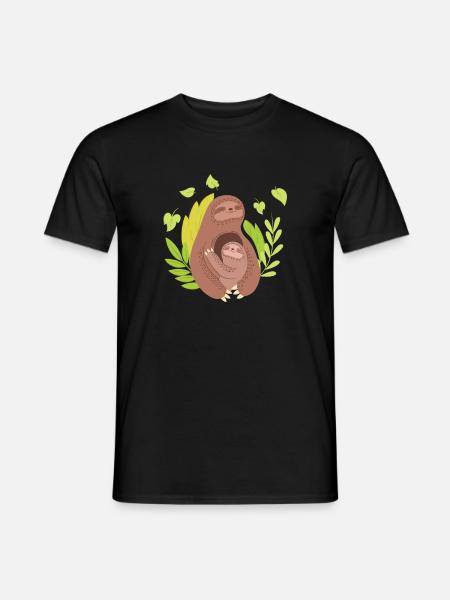 Faultier Mutter und Baby langsame Tiere Nettes Familiengeschenk - Männer T-Shirt - Schwarz