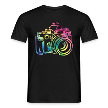 Photographie de caméraman appareil photo coloré - T-shirt homme - noir - Devant - AI Model Male 178 light (178cm)
