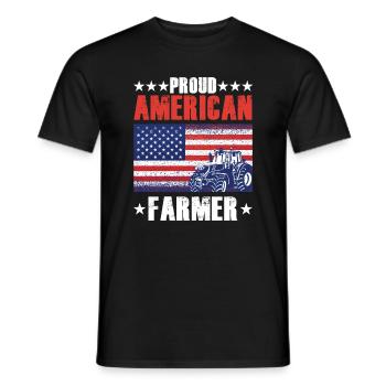 Proud American Farmer USA Flag Tractor Farm - Men's T-Shirt - black - Front - AI Model Male 178 light (178cm)
