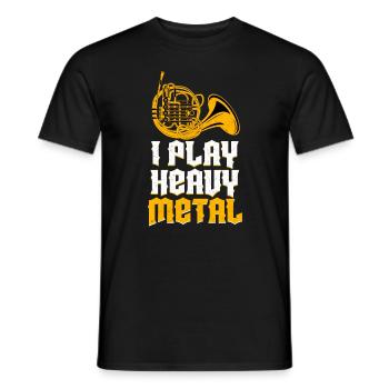 Je joue du heavy metal Français horn player wind - T-shirt homme - noir - Devant - AI Model Male 178 light (178cm)