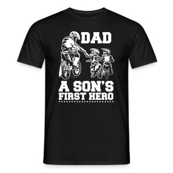 Biker Dad Father Two Kids Sons Motocross - Men's T-Shirt - black - Front - AI Model Male 178 light (178cm)