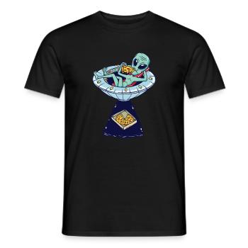 Alien Abduction Pizza UFO Fliegende Untertasse Aliens - Männer T-Shirt - Schwarz - Vorne - AI Model Male 178 light (178cm)