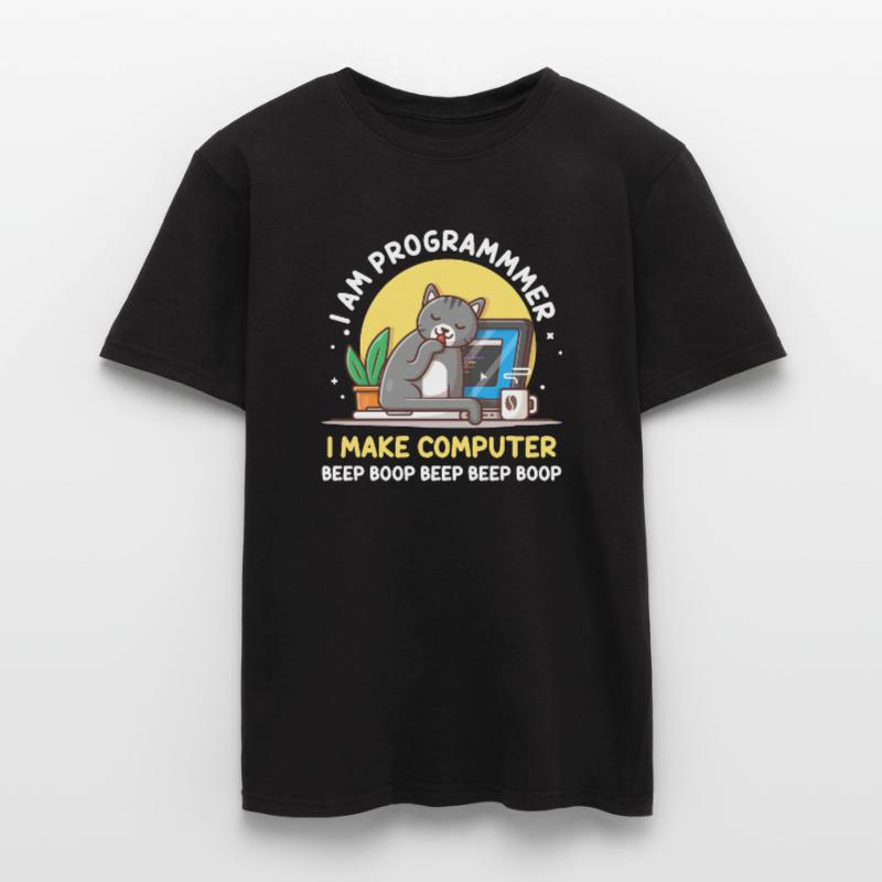 Cat Programmer Coder Entwickler Kitten Computer Männer T-Shirt