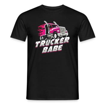 TruckerBabe Driving Trucker Driver Gift - Men's T-Shirt - black - Front - AI Model Male 178 light (178cm)