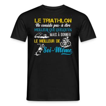 Triathlon motivation sport, idée cadeau triathlète - T-shirt homme - noir - Devant - AI Model Male 178 light (178cm)