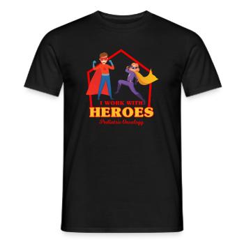 I Work With Heros Pediatric Oncology Doctor Gift - Men's T-Shirt - black - Front - AI Model Male 178 light (178cm)