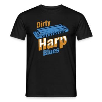 Dirty Harp Blues Harmonica Instrument Music Gift - Men's T-Shirt - black - Front - AI Model Male 178 light (178cm)