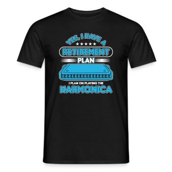 Retirement Plan Harmonica Instrument Blues Gift - Men's T-Shirt - black - Front - AI Model Male 178 light (178cm)