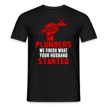 Plumbers Husband Profession Job Plumbing Pipe Gift - Men's T-Shirt - black - Front - AI Model Male 178 light (178cm)