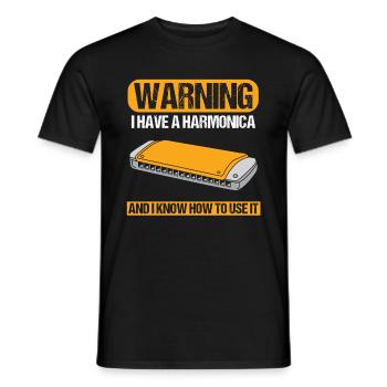 Harmonica Know How To Use It Blues Music Band Gift - Men's T-Shirt - black - Front - AI Model Male 178 light (178cm)