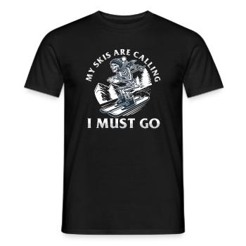 My Skis Are Calling Skier Skeleton Winter Sports - Men's T-Shirt - black - Front - AI Model Male 178 light (178cm)