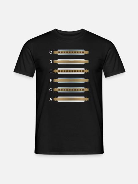 Harmonica Instrument Music Sound Blues Bass Gift - Men's T-Shirt - black