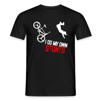 I Do My Own Stunts BMX Bike Biker Sport Stunt Gift - Men's T-Shirt - black - Front - AI Model Male 178 light (178cm)