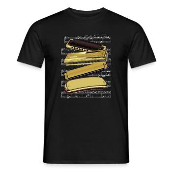 Harmonica Notes Music Sound Acoustic Blues Gift - Men's T-Shirt - black - Front - AI Model Male 178 light (178cm)