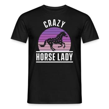 Crazy Lady Horse Retro Stable Equestrian Sport - Men's T-Shirt - black - Front - AI Model Male 178 light (178cm)
