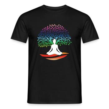 Yoga Lotus Baum Bunte Meditation Nirvana Zen - Männer T-Shirt - Schwarz - Vorne - AI Model Male 178 light (178cm)
