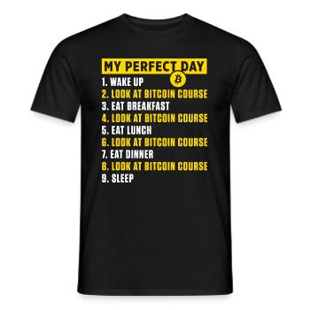 Perfect Day Bitcoin Course BTC Cryptocurrency Gift - Men's T-Shirt - black - Front - AI Model Male 178 light (178cm)