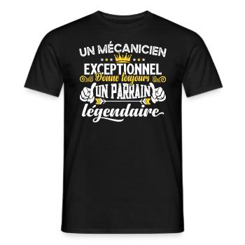 Mécanicien futur parrain idée cadeau humour métier - T-shirt homme - noir - Devant - AI Model Male 178 light (178cm)