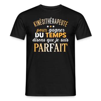 Kiné, Kinésithérapeute, idée cadeau humour métier - T-shirt homme - noir - Devant - AI Model Male 178 light (178cm)