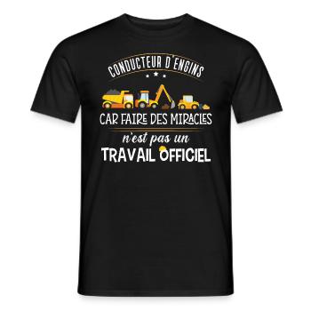 Conducteur engins idée cadeau travail sur chantier - T-shirt homme - noir - Devant - AI Model Male 178 light (178cm)