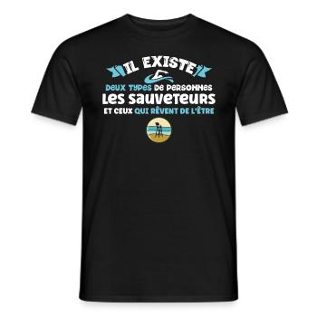 Sauveteur en mer, métier sauvetage, secouriste - T-shirt homme - noir - Devant - AI Model Male 178 light (178cm)