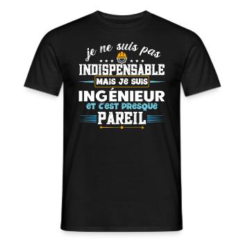 Ingénieur idée cadeau profession. Citations humour - T-shirt homme - noir - Devant - AI Model Male 178 light (178cm)