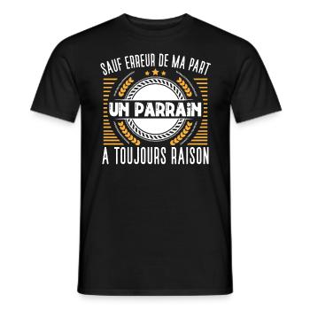 Parrain idée cadeau famille humour citation - T-shirt homme - noir - Devant - AI Model Male 178 light (178cm)