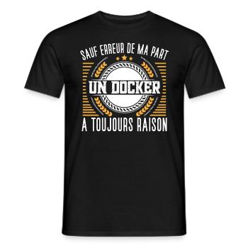 Docker idée cadeau. Transport marchandise humour - T-shirt homme - noir - Devant - AI Model Male 178 light (178cm)